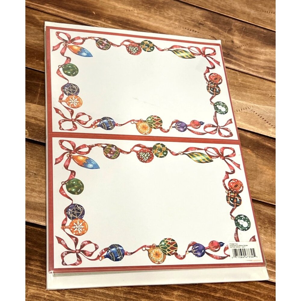 Geographics Ornaments & Ribbon Christmas Invitation Card Set 24ct With Envelopes